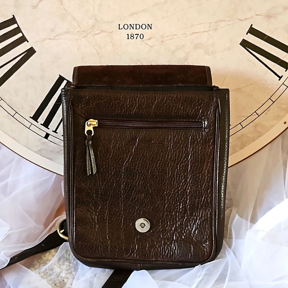 EUVC-Vintage Eddie Bauer Leather Dual Sided Crossbody Organizer Travel Bag Purse - Picture 7 of 16